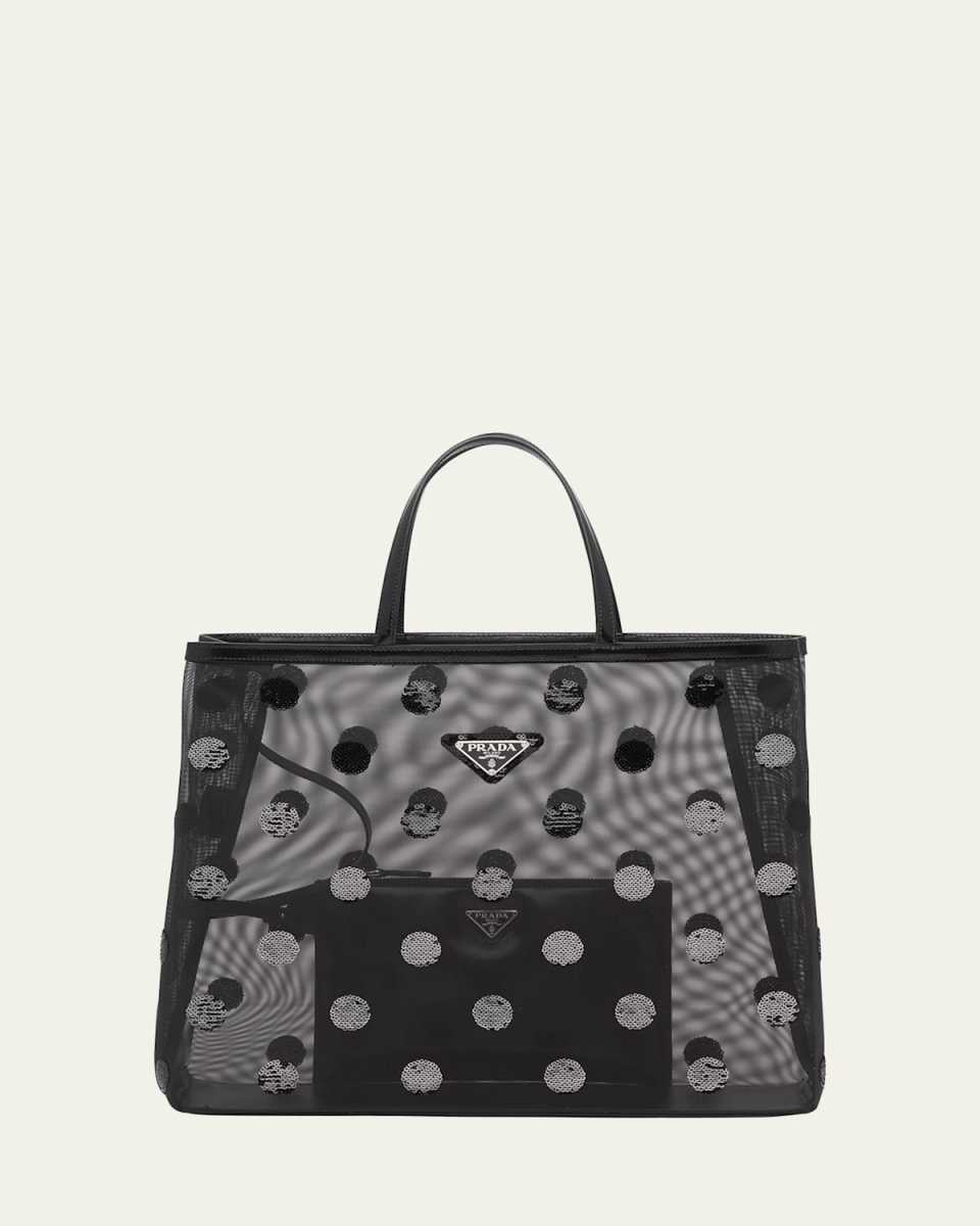 Mesh Polka Dot Sequin Tote Bag